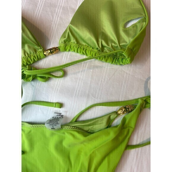 Mermaid Swimwear Double Ring Ornaments Green 2 Piece Bikini Size Large RefN03 - Picture 8 of 8